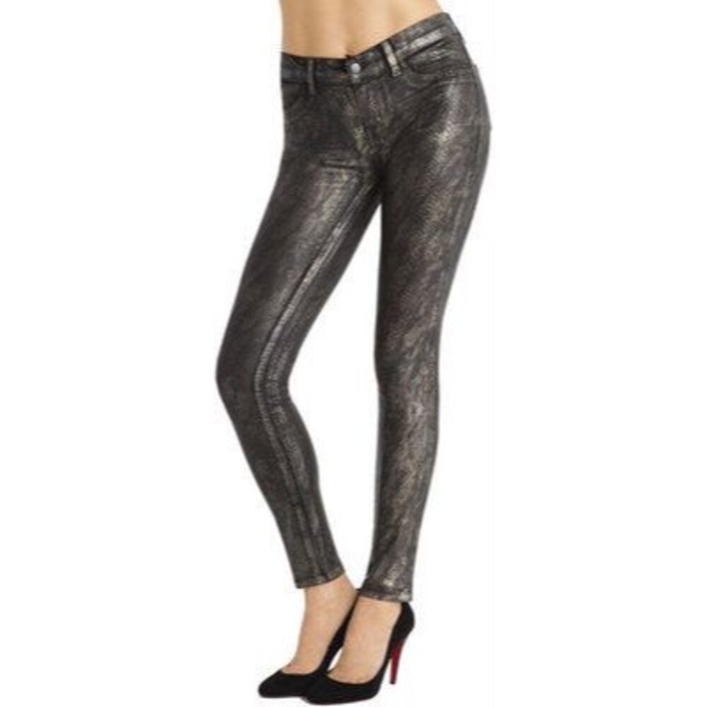 NWOT J Brand Golden Snake Print Super Skinny Coated Jeans